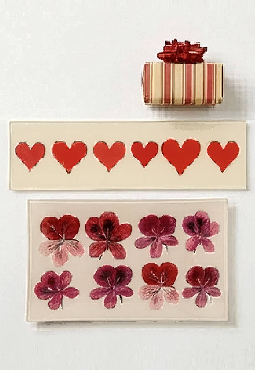 Six Of Hearts Decoupage Glass Tray: 4"X 9"
