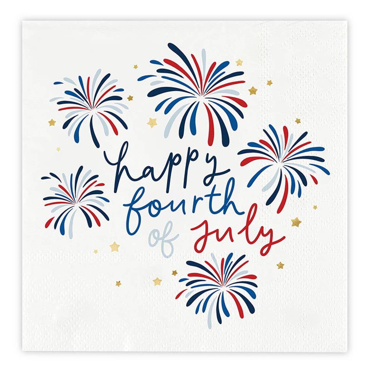 Foil Beverage Napkins - 4th of July: Paper / 5" SQ, 20 count/package