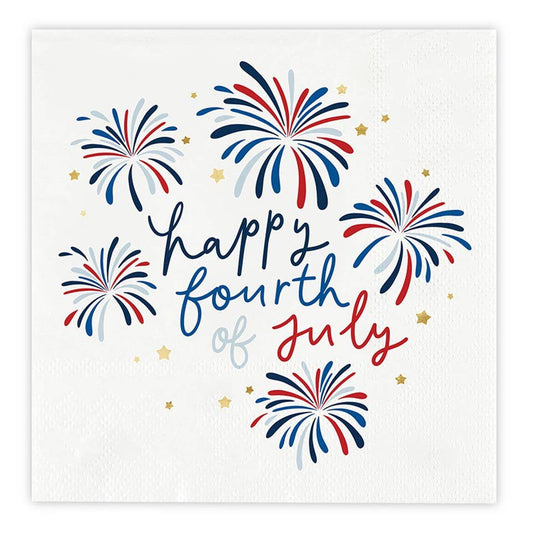 Foil Beverage Napkins - 4th of July: Paper / 5" SQ, 20 count/package