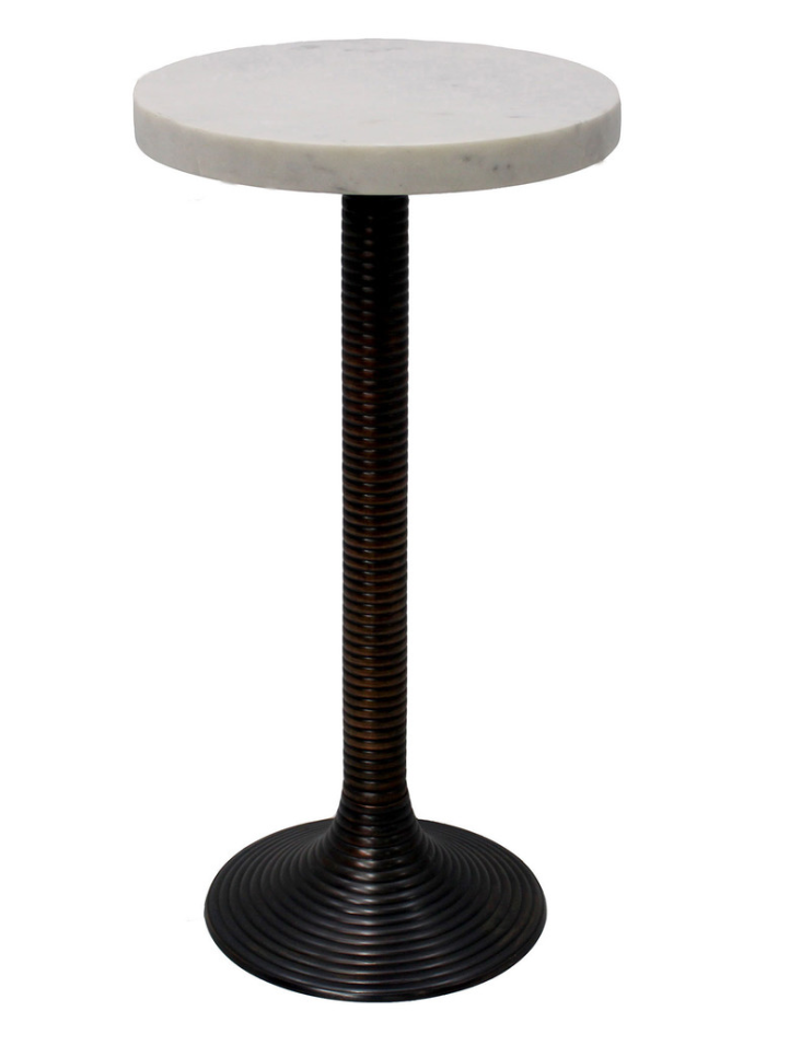 Marble Top Ribbed Metal Tulip Base Martini Table