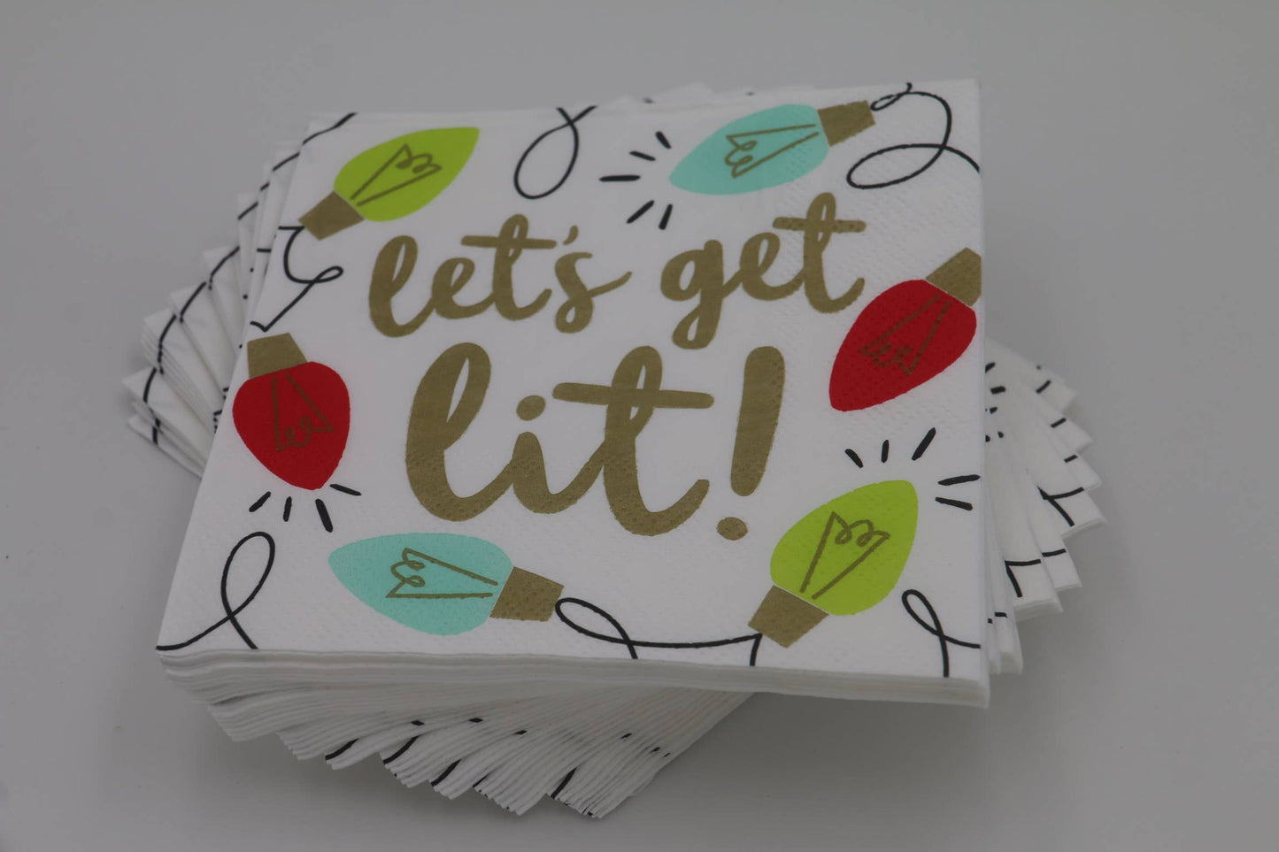 Funny Christmas Cocktail Napkins | Let's Get Lit - 20ct: Default Title