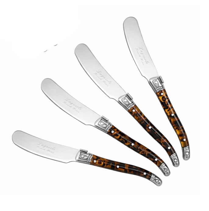 French Home Laguiole 4-Piece Tortoise Shell Spreader Set: Tortoise Shell / Stainless-Steel and Resin