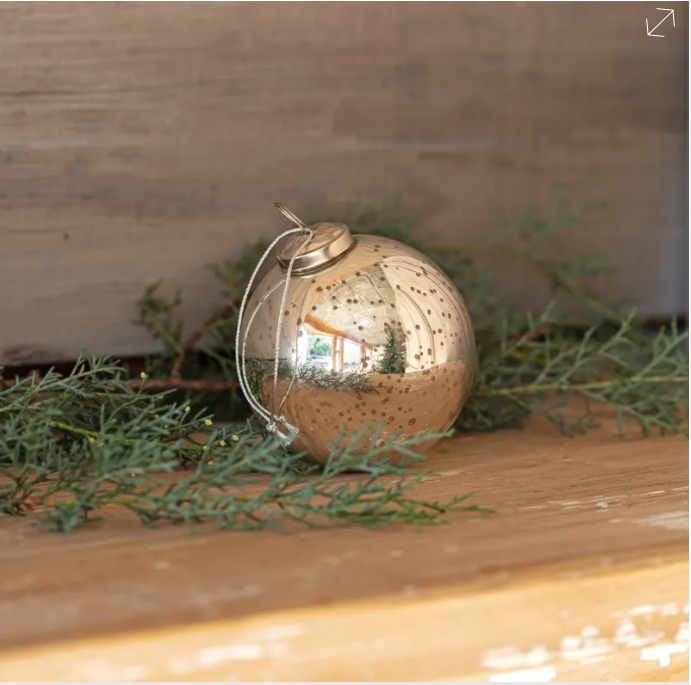 Round Antique Silver Mercury Vintage 4" Ornament