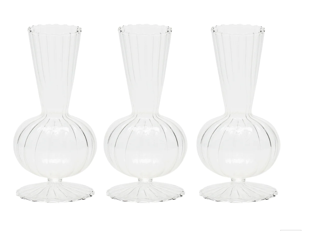 Tess Bud Vase in Clear, Set of 3 in a Box