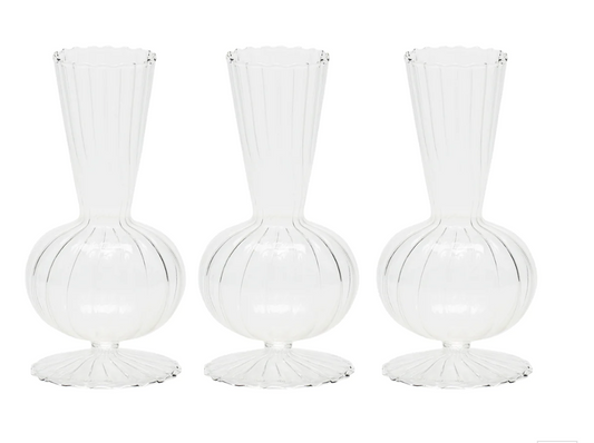 Tess Bud Vase in Clear, Set of 3 in a Box