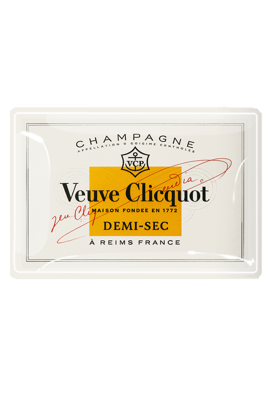 Vintage Veuve Clicquot Demi-Sec Decoupage Glass Tray: 4"X 6"
