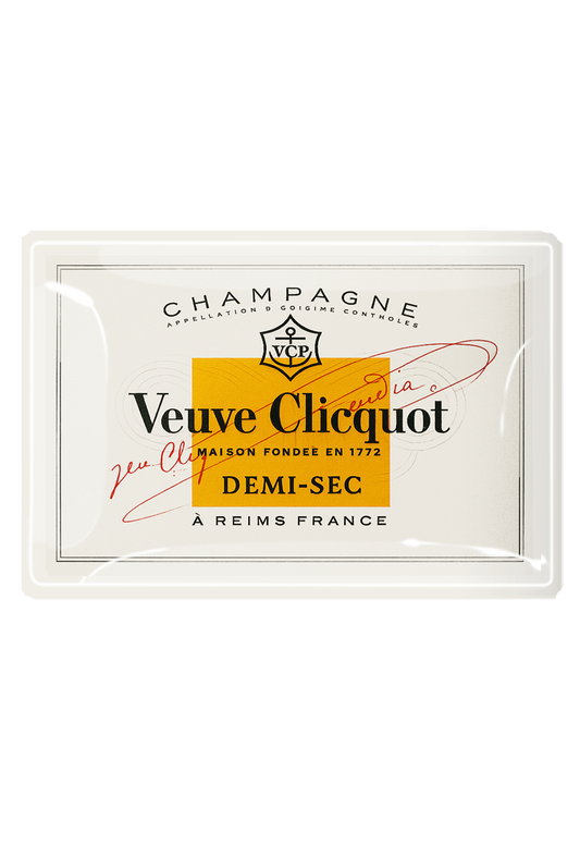 Vintage Veuve Clicquot Demi-Sec Decoupage Glass Tray: 4"X 6"