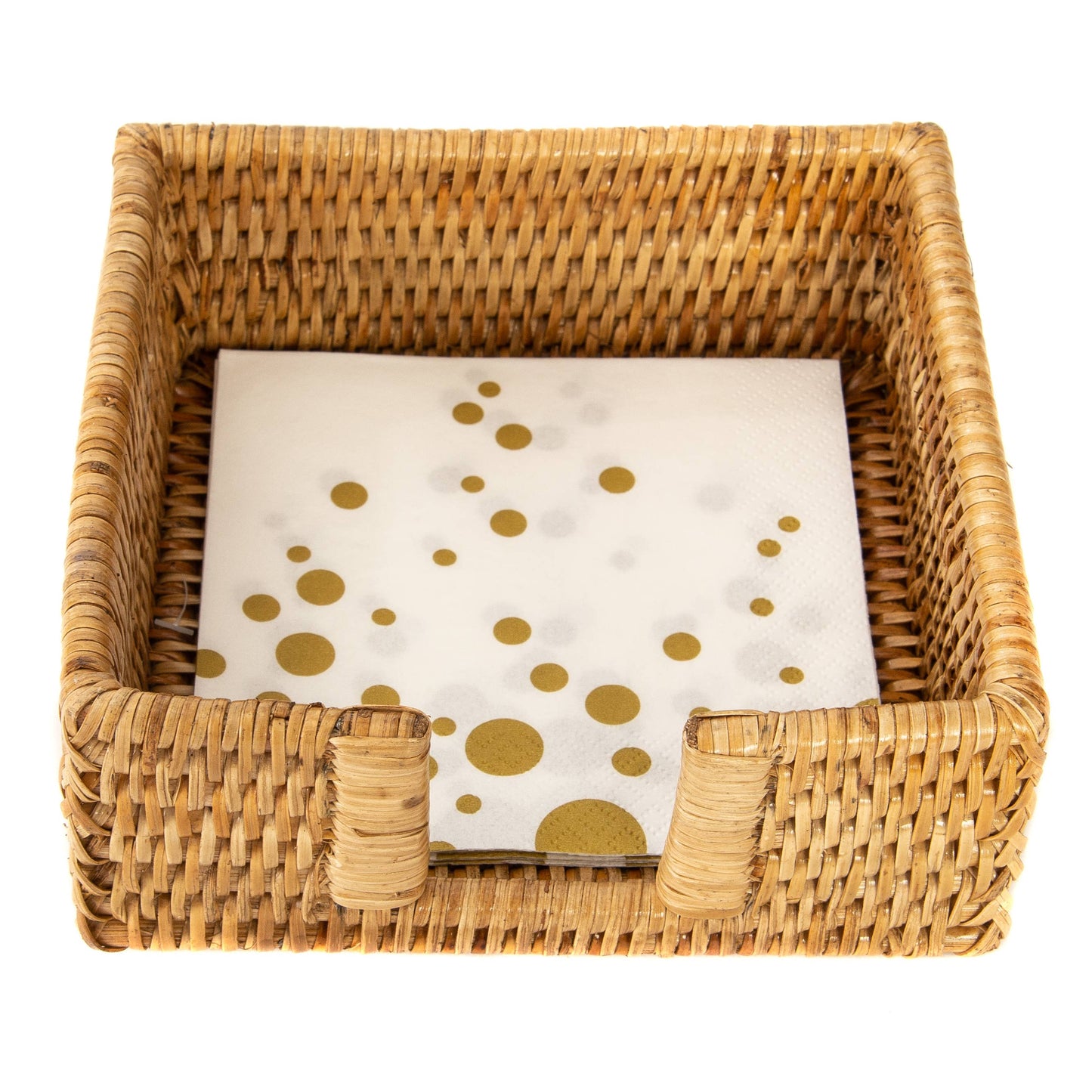 Artifacts Rattan™ Cocktail Napkin Holder with Cutout: Honey Brown