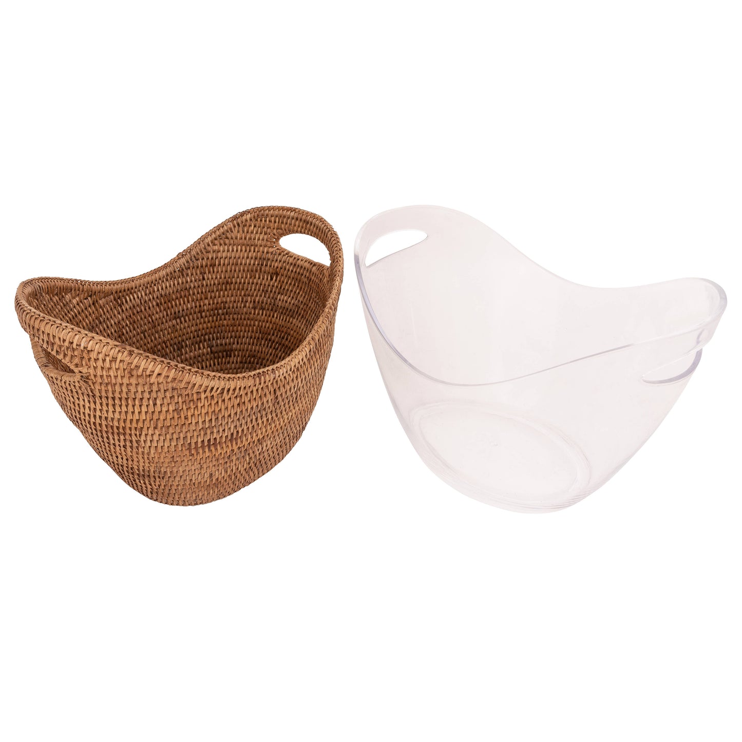 Artifacts Rattan™ Champagne Bucket with Acrylic Insert: Honey Brown