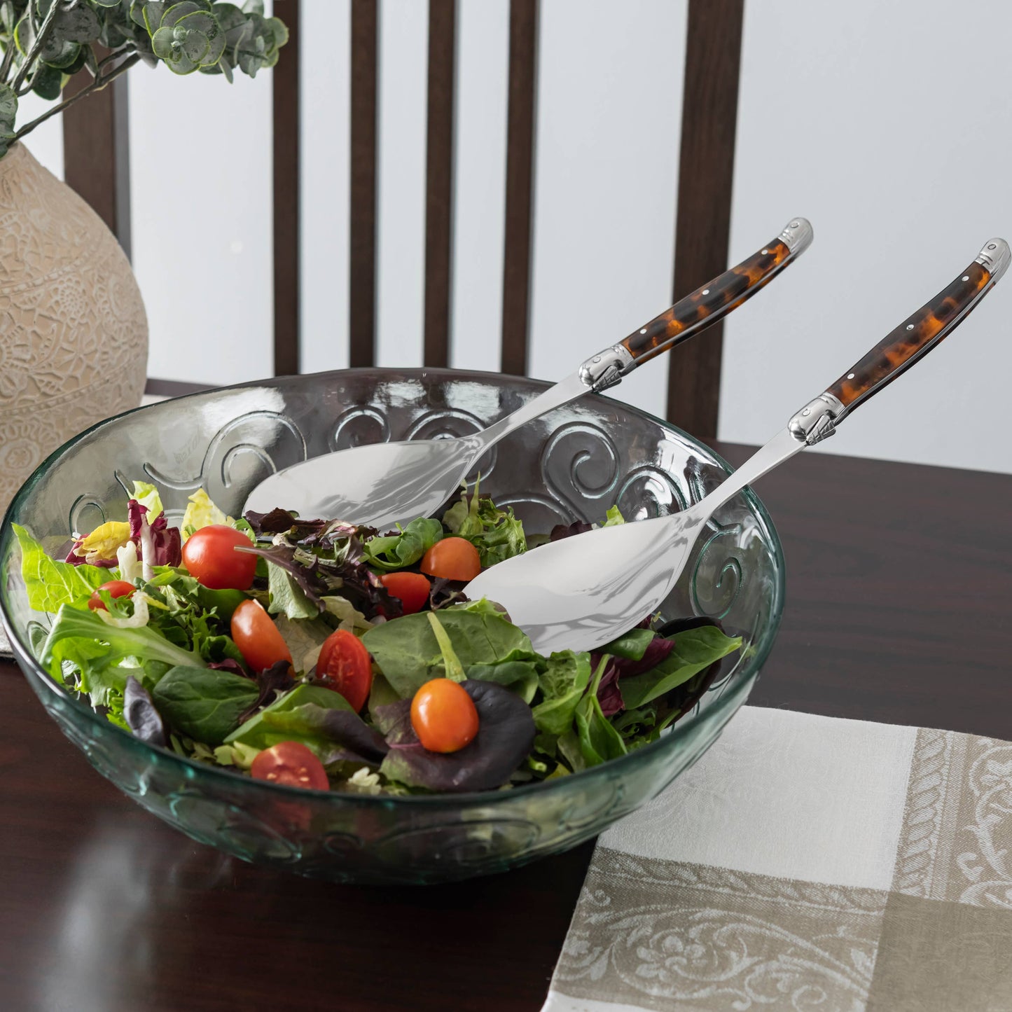 Laguiole Connoisseur Tortoise Shell Salad Servers