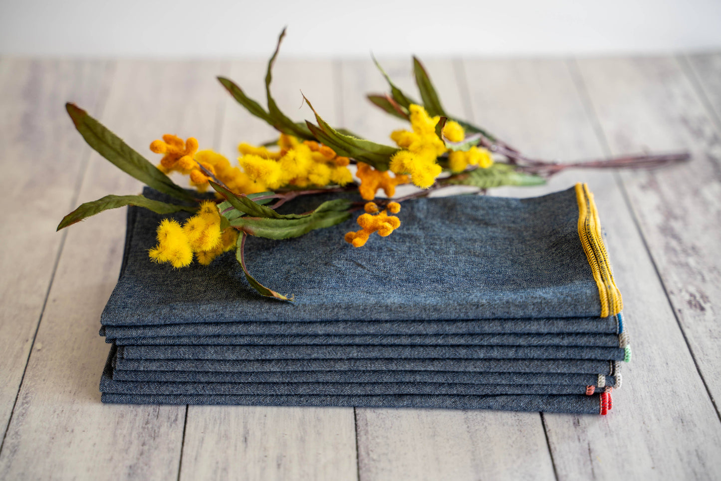 Denim Chambray Cocktail Napkins, set of 8