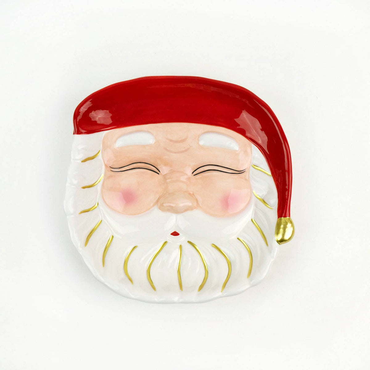 Red Santa Ceramic Dessert Plate, 7-Inch