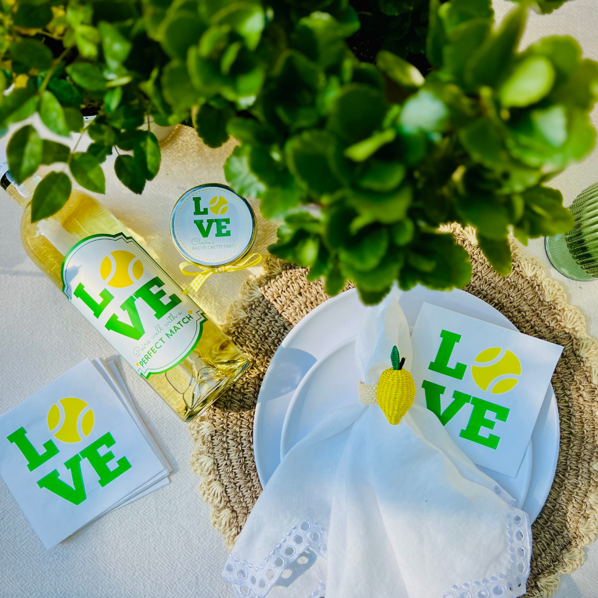 Tennis Love Green Cocktail Paper Napkins