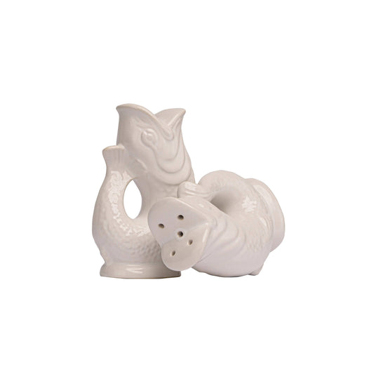White Gluggle Salt & Pepper Shakers