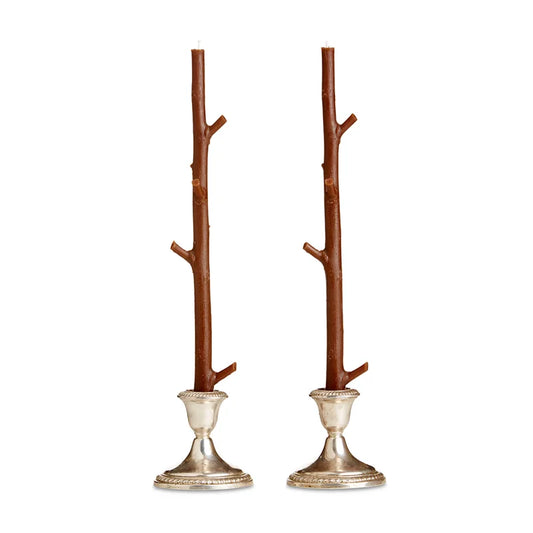 Maple Stick Candles-Honeysuckle Brown, (Pair)