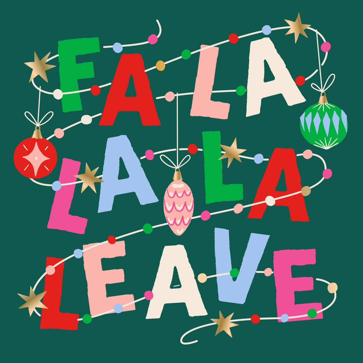 Holiday Cocktail Napkins | Fa La La La Leave - Foil - 20ct: Default Title