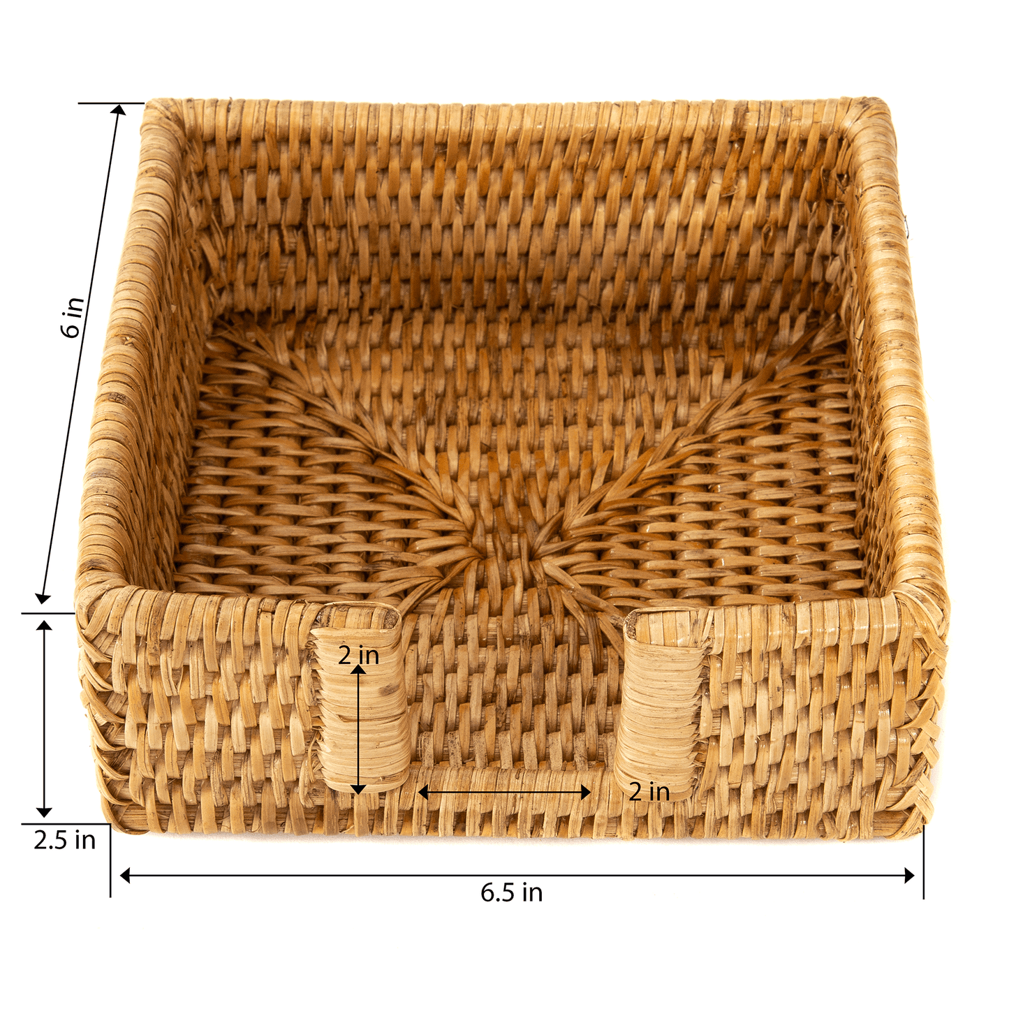 Artifacts Rattan™ Cocktail Napkin Holder with Cutout: Honey Brown