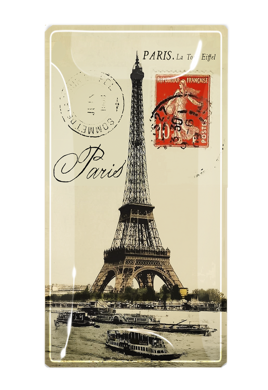 Paris La Tour Eiffel Red Stamp Glass Decoupage Tray