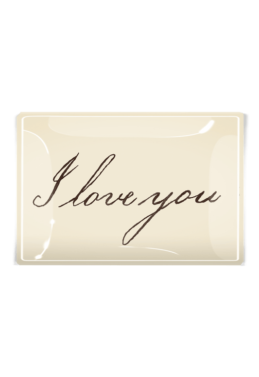 I Love You Script Decoupage Glass Tray: 4"X 6"