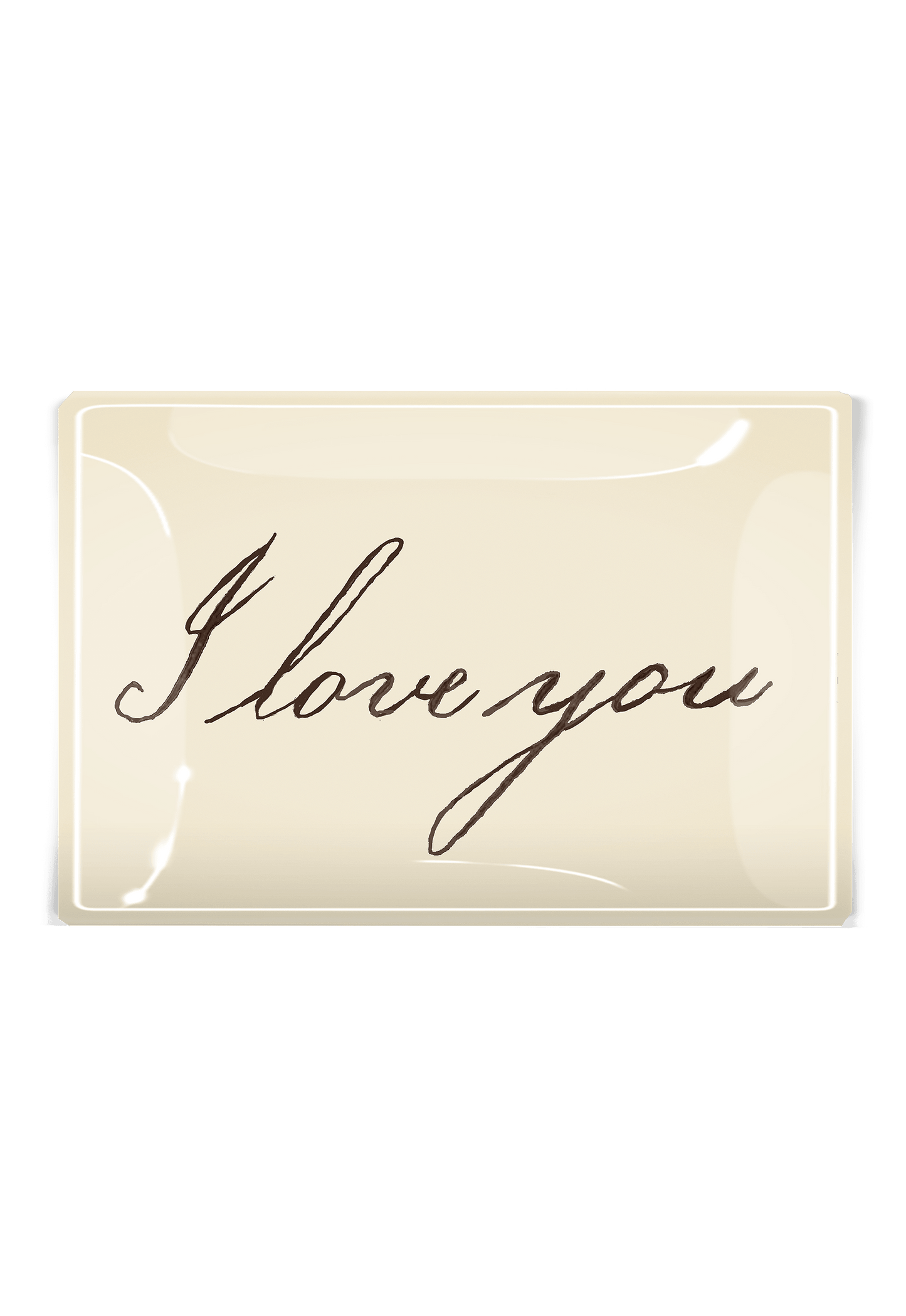I Love You Script Decoupage Glass Tray:  3.5"X 5.5"