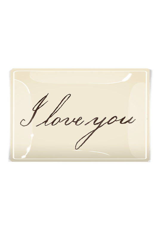 I Love You Script Decoupage Glass Tray:  3.5"X 5.5"