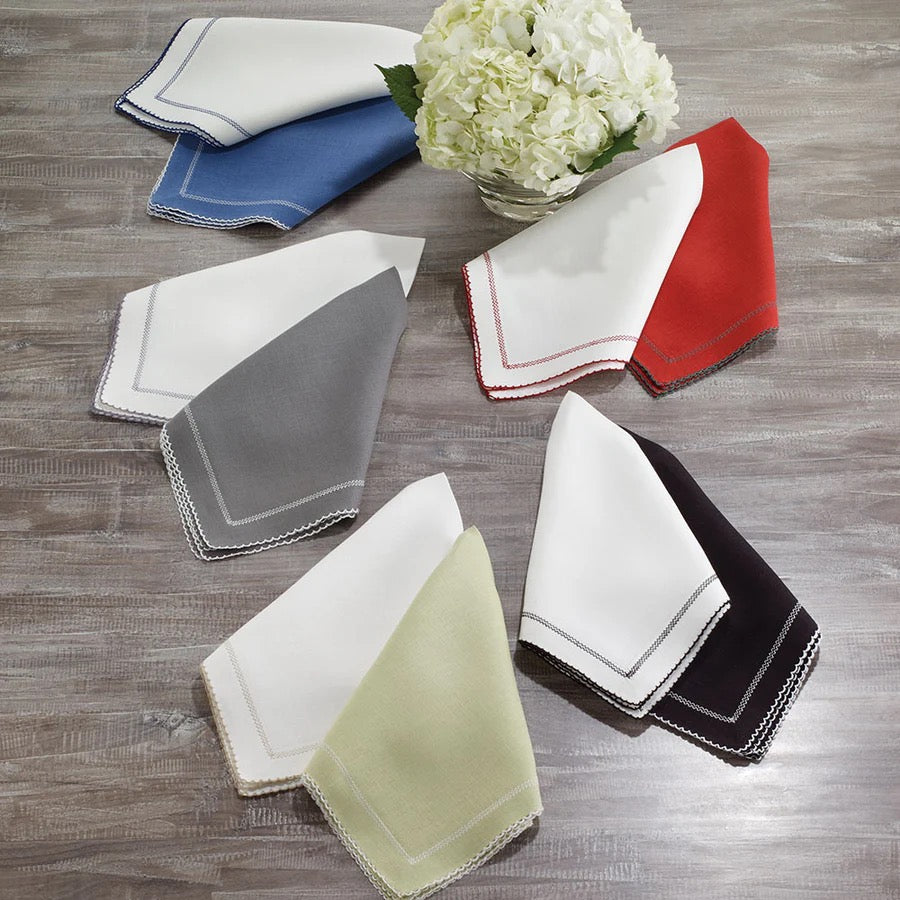 Picot Red/Evergreen 22" Napkin - set 4