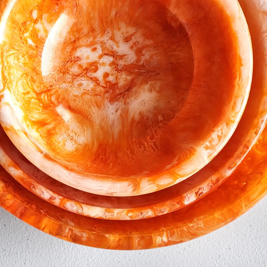 Serving Bowls Set of 3 Orange Resin