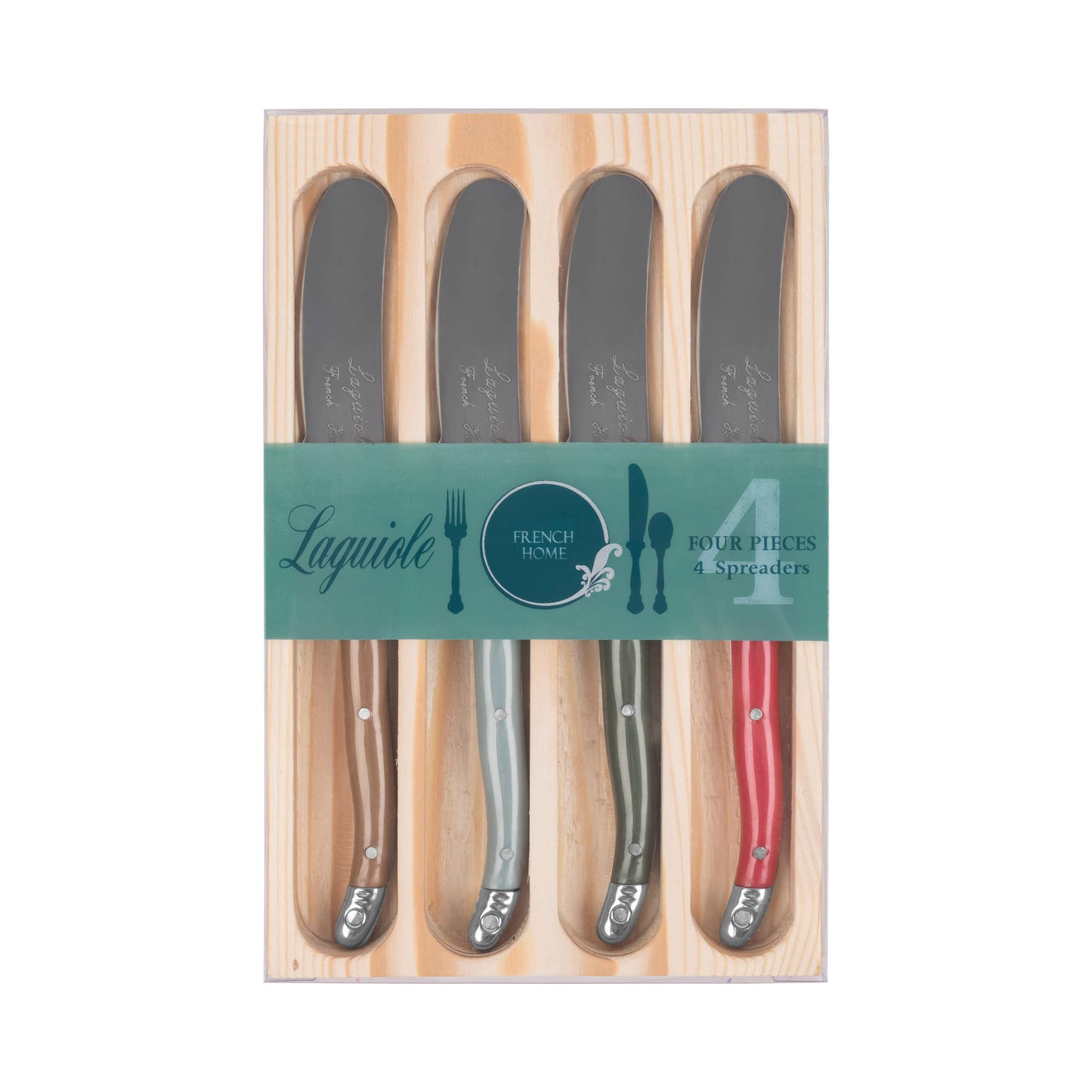 French Home 4 Piece Laguiole Spreader Set - Holly Berry