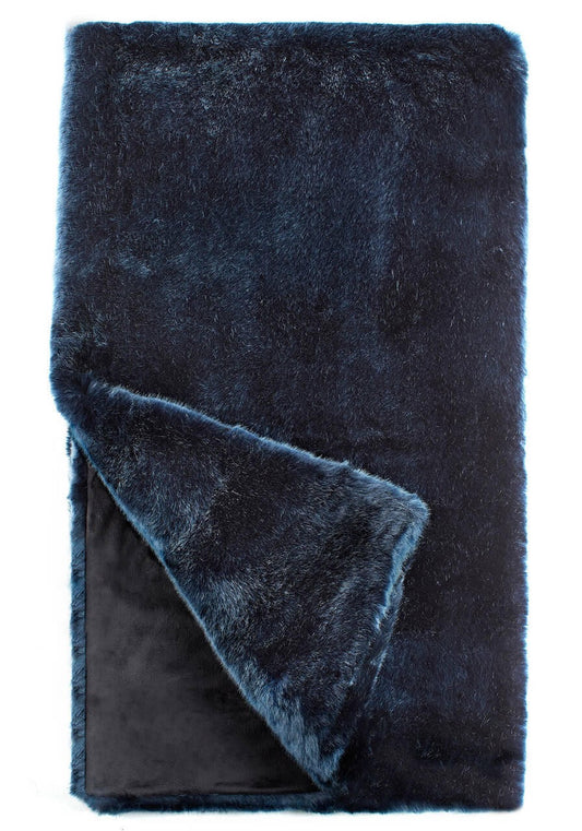 Couture Faux Fur Throw, Steel Blue 60" x 72"