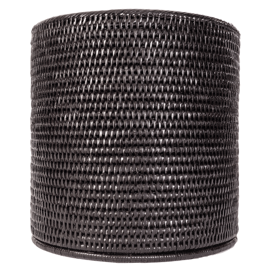 Artifacts Rattan™ Round Waste Basket with Metal Liner: Tudor Black