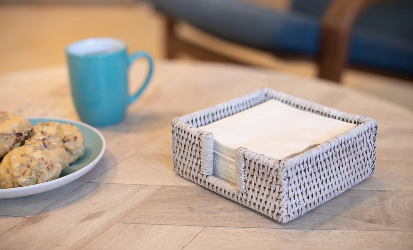 Artifacts Rattan™ Cocktail Napkin Holder with Cutout: Honey Brown