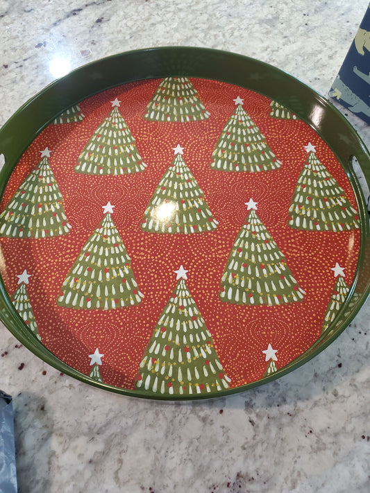 Filigree Trees 15 Inch Round Tray