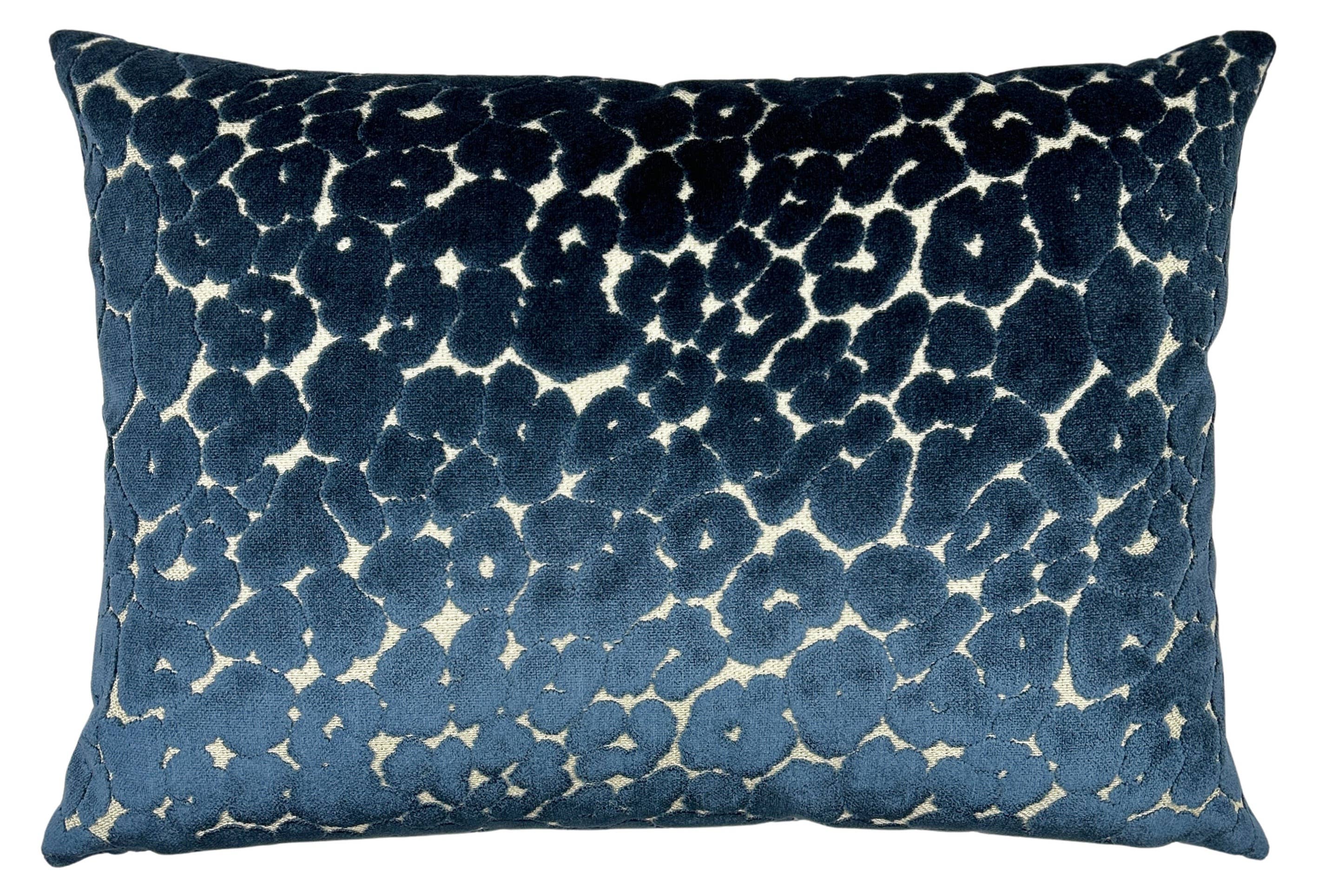 Madison Cadet Navy Leopard Print Cut Velvet Throw Pillow - Thumbnail 2