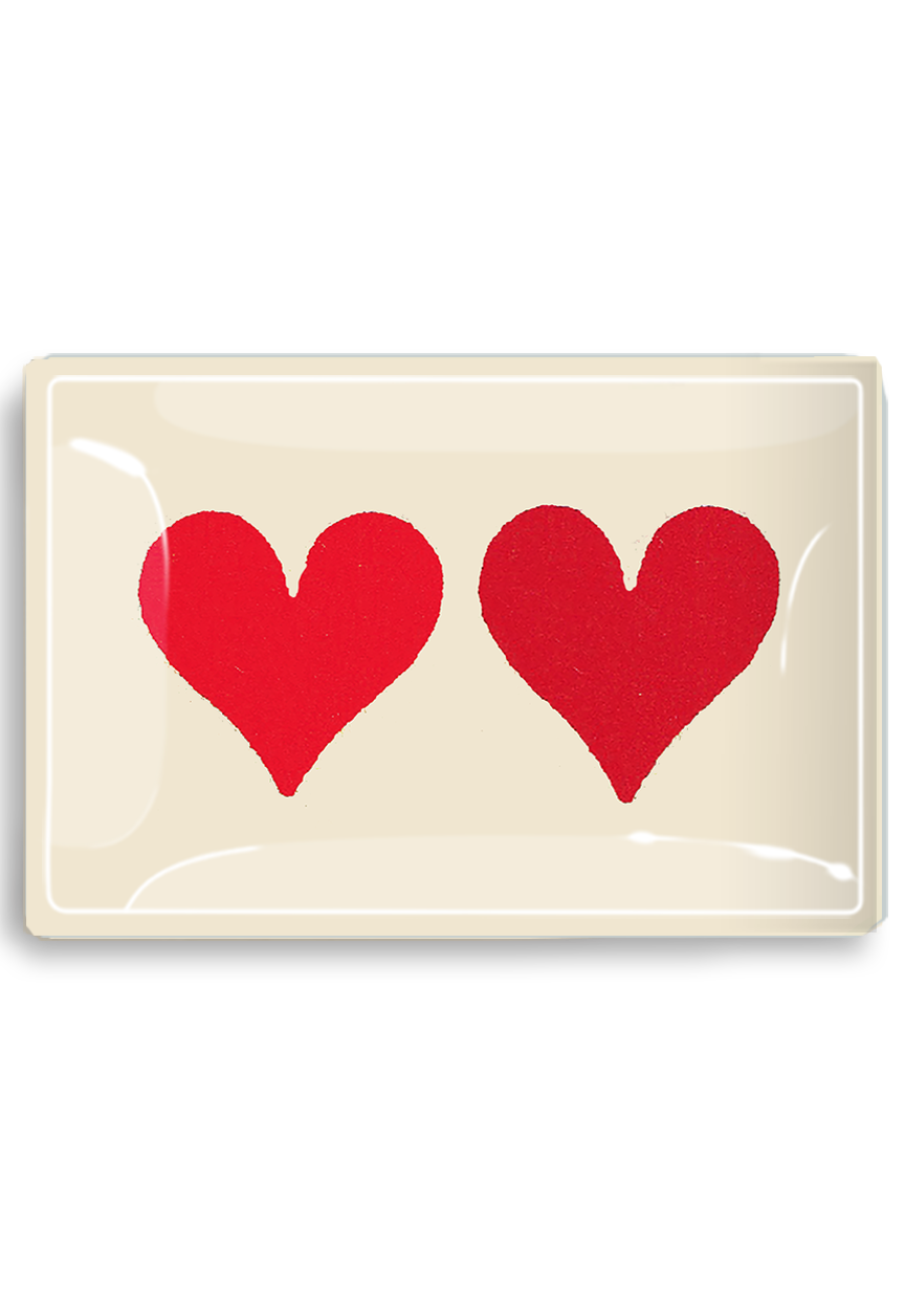 Pair of Hearts Decoupage Glass Tray: 3.5"X 5.5"