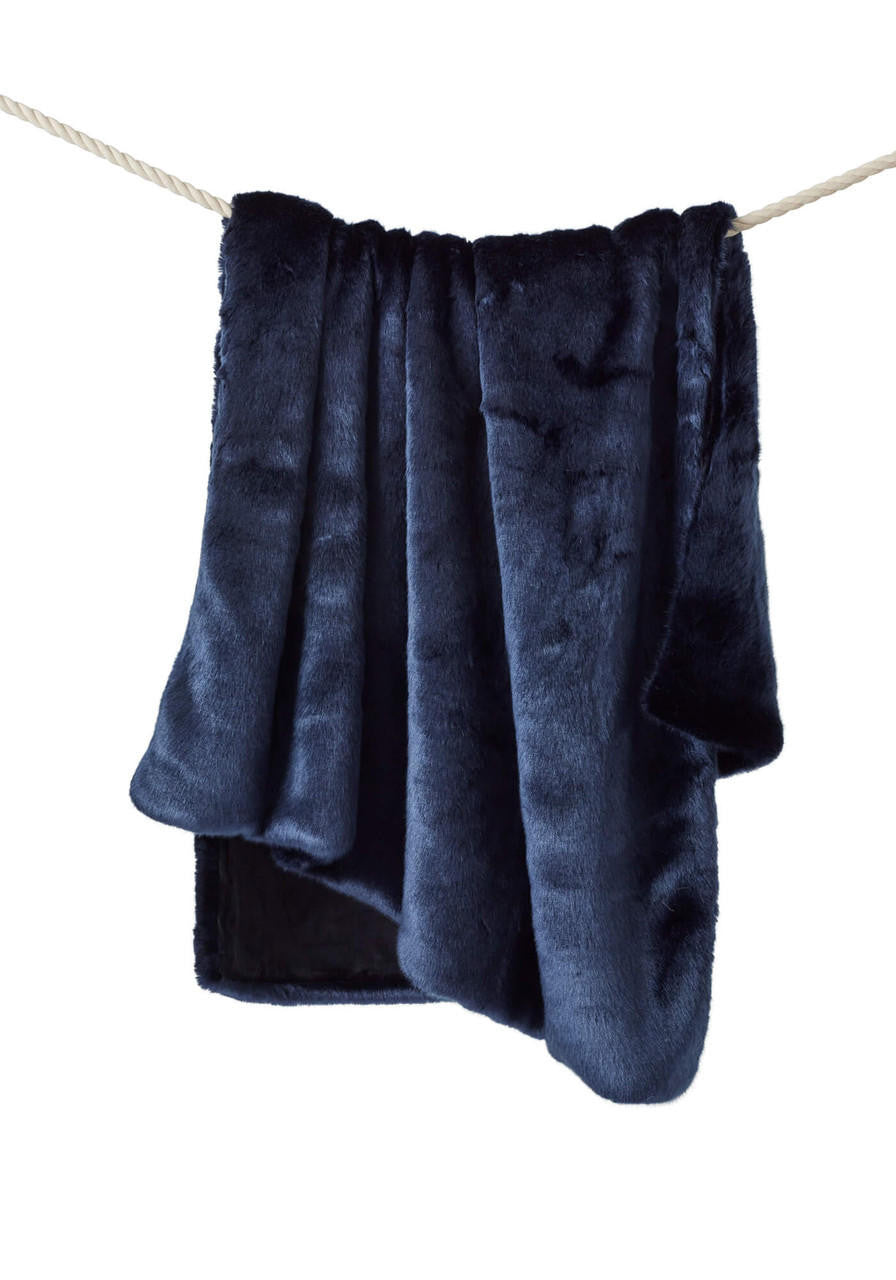 Couture Faux Fur Throw, Steel Blue 60" x 72"