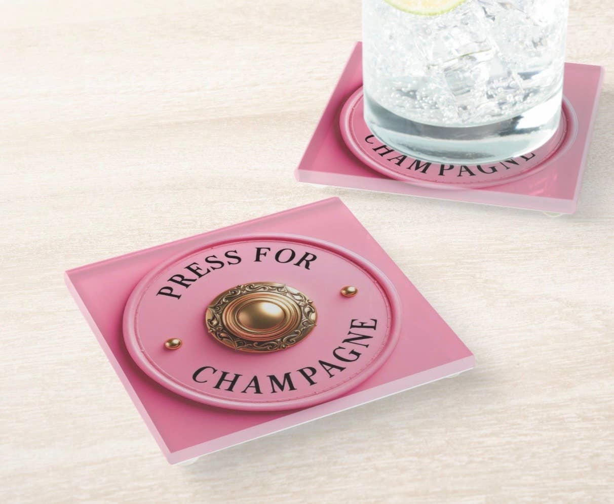 Press For Champagne Love Coaster - Set of 4