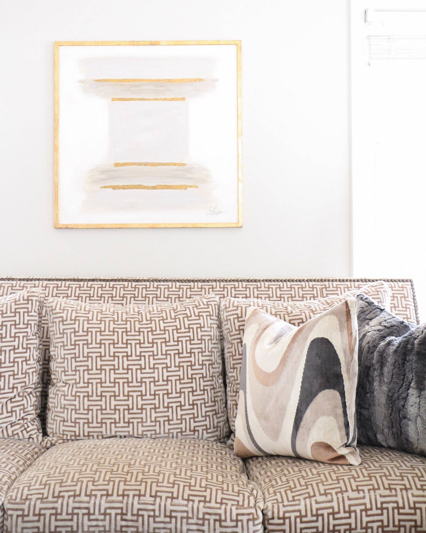 Harlow Camel Taupe Charcoal Velvet Throw Pillow: Umber / 22x22"