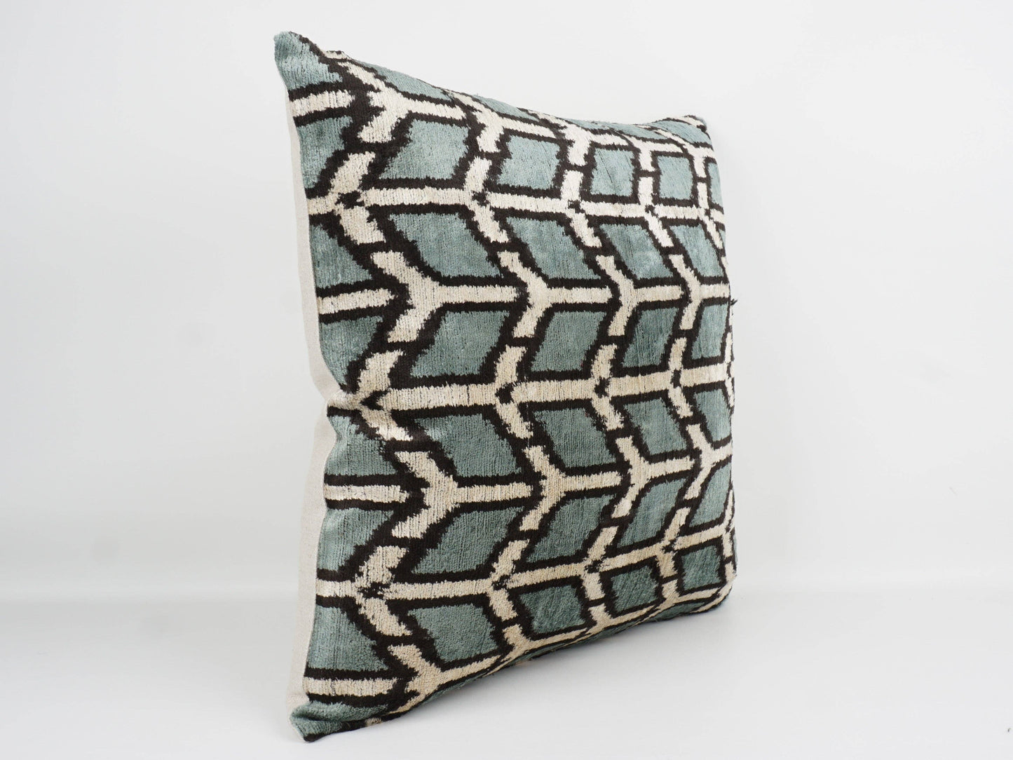 Handmade Ikat Silk Velvet Pillow 20"x20"