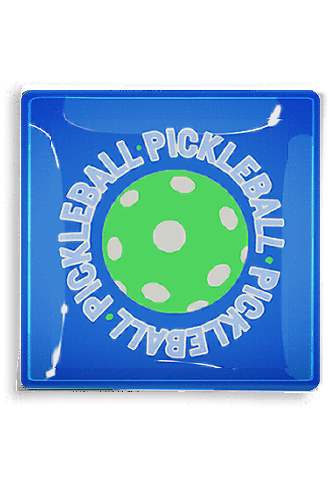 Pickleball Royal Blue Decoupage Glass Tray: 6"X 6"
