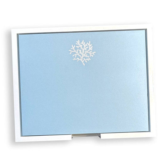 Large White Foil Coral Notepad: Blue