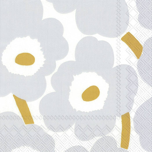 Marimekko Lunch Napkins, White Silver