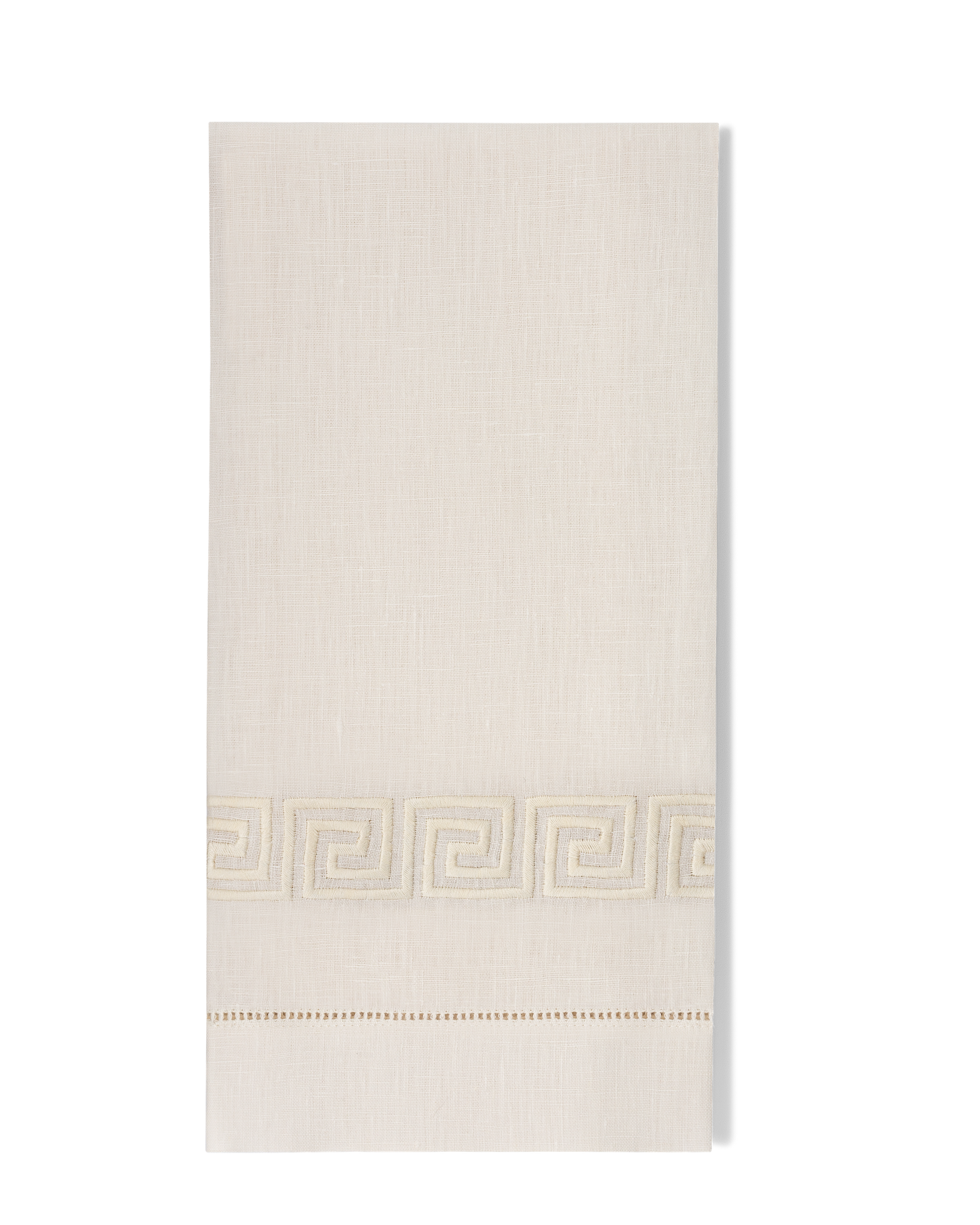 Greenwich Linen Key Towel: Stone on White