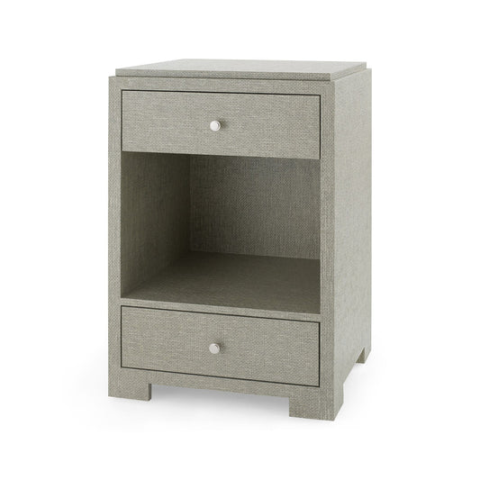 Fedor 2 Drawer Side Table - Moss Gray Tweed