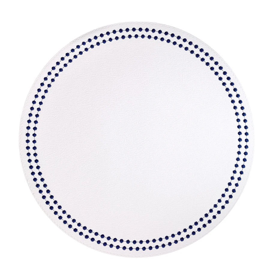 Pearl Easy Care Placemat - Set of 4 - White/Navy