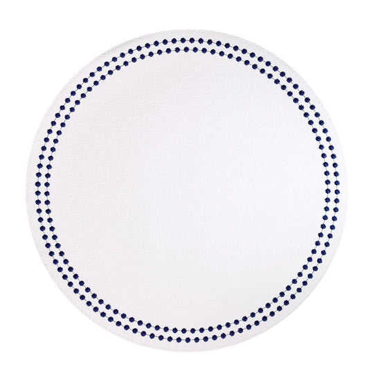 Pearl Easy Care Placemat - Set of 4 - White/Navy