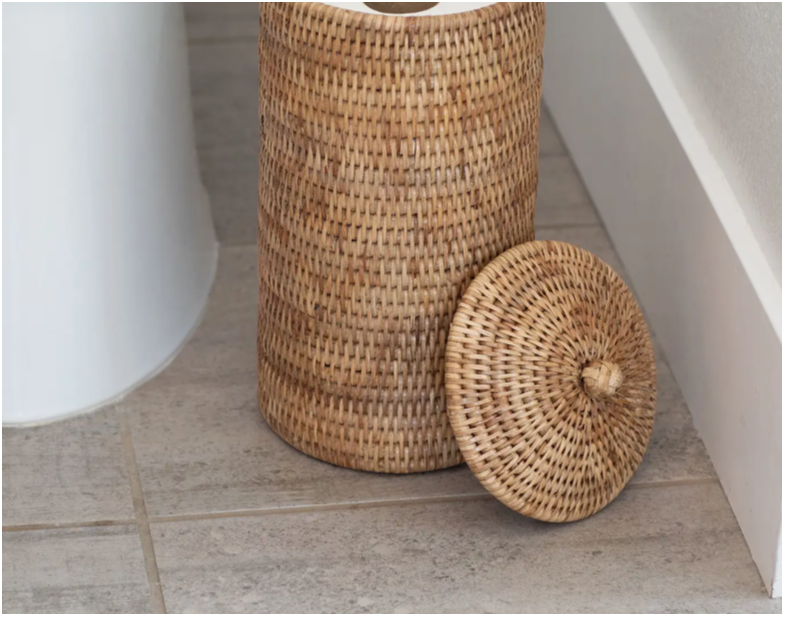 Double Toilet Paper Roll Knot Box - Honey Brown