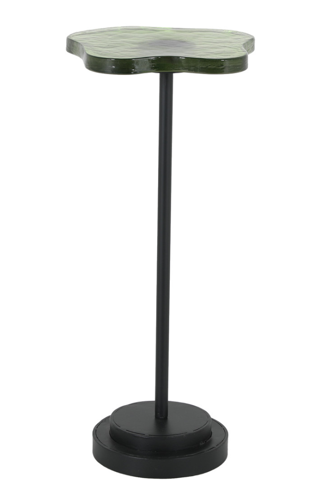 Organic Glass and Iron Accent Table