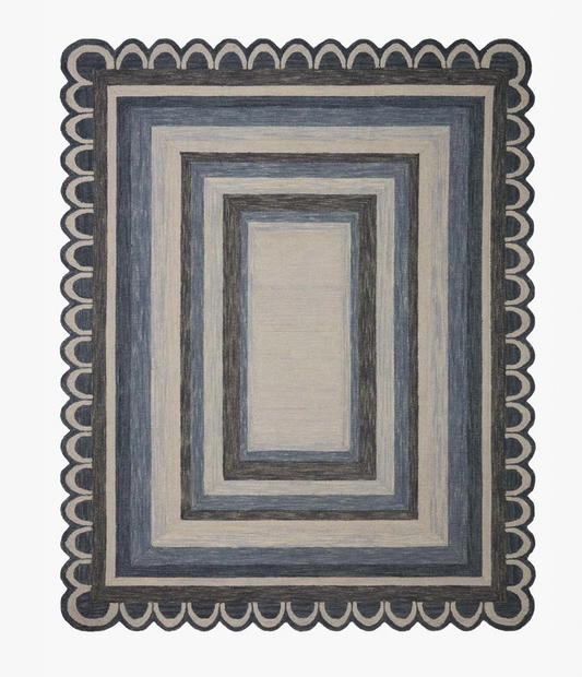 Denim/Charcoal Ribbon Rug, 9'3 x 13'