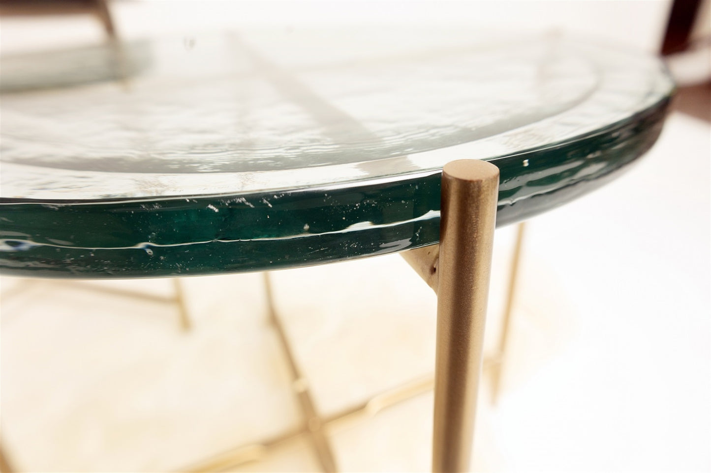 Round Brass & Glass Nesting Tables, Set of 2