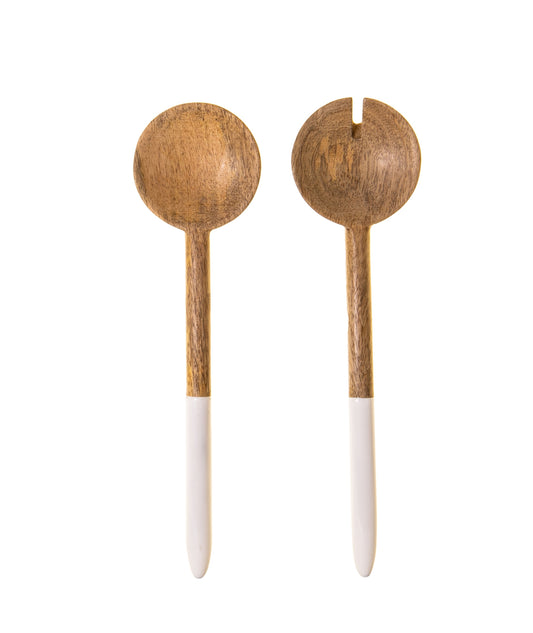 Mango Wood Enamel Salad Serving Set